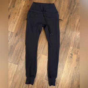 Avalanche Black Jogger Sweatpants with Drawstring and back zipper pocket size XS